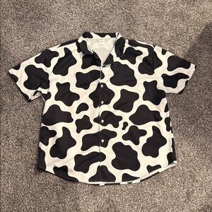 Cow Print Men's Button Down Shirt - XL